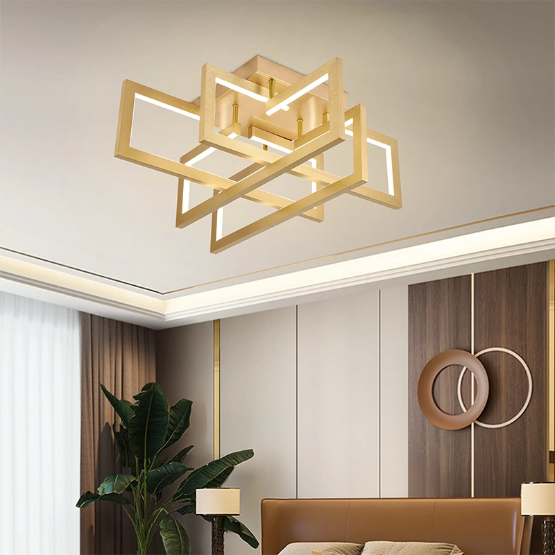 LED luster s diaľkovým ovládaním 96W, 4 prvky, studené/teplé/neutrálne svetlo, stmievateľné, zlaté