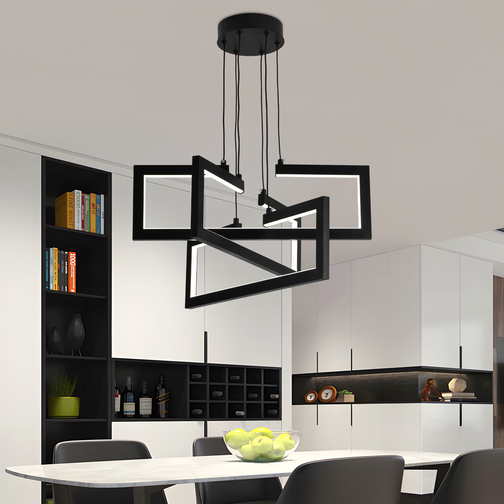 Lustra LED cu telecomanda ,Suspendata 71W, 3 Elemente, lumina Rece/Calda/Neutra, Dimabila, Inaltime Reglabila, Negru Lustre LED cu Telecomanda Default Title Alessandro Design