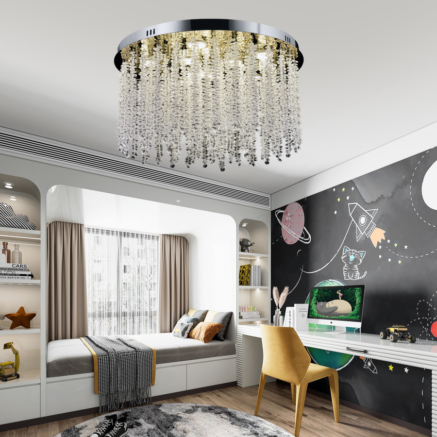 Candelabru LED Cristal LLC215/400WH Rotund, 22W, Lumina Rece/Calda/Neutra, Cristal, Auriu Candelabre Cristal Default Title Alessandro Design