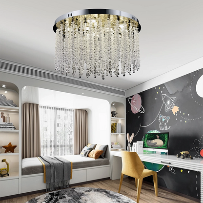 Krištáľový LED luster LLC215/400WH okrúhly, 22W, studené/teplé/neutrálne svetlo, krištáľ, zlatý