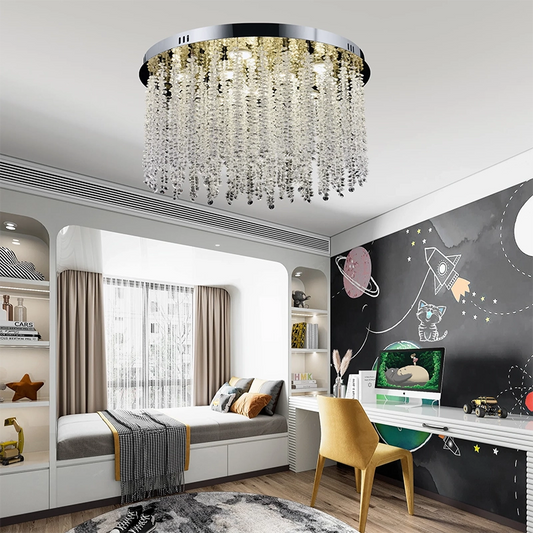 Krištáľový LED luster LLC215/400WH okrúhly, 22W, studené/teplé/neutrálne svetlo, krištáľ, zlatý