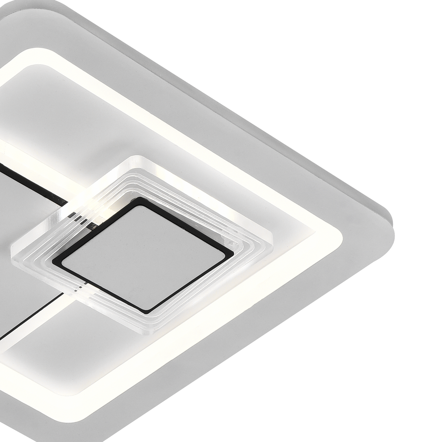 LED luster KEREN 33W, štvorcový, studené/teplé/neutrálne svetlo 3000K/4000K/6000K, biele, kovové a akrylové LED lustre Predvolený názov Alessandro Design