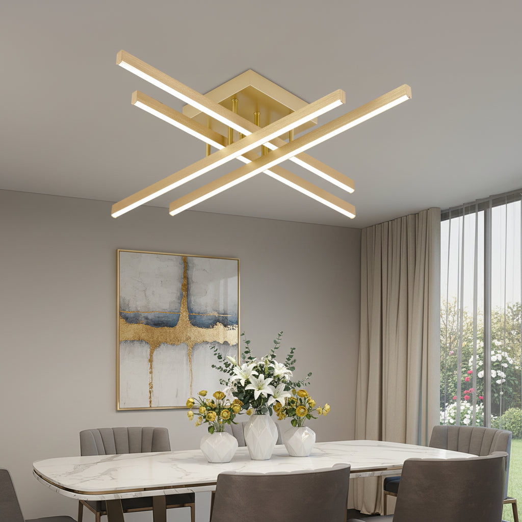 Lustra LED cu Telecomanda LINEX, 53W, Lumina 3000K/4000K/6000K, Dimabila, Auriu Lustre LED cu Telecomanda Default Title Alessandro Design