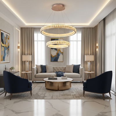 Krištáľový luster, Kensington Magno, 111W, zlatý, 2 prvky, Nastaviteľná výška, Teplé/Studené/Neutrálne svetlo