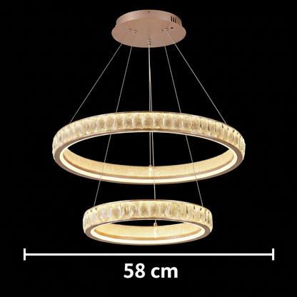 Candelabru Cristal, KENSINGTON Magno, 111W, Auriu, 2 elemente, Inaltime reglabila, Lumina Calda/Rece/Neutra Lustre LED cu Telecomanda Default Title Alessandro Design