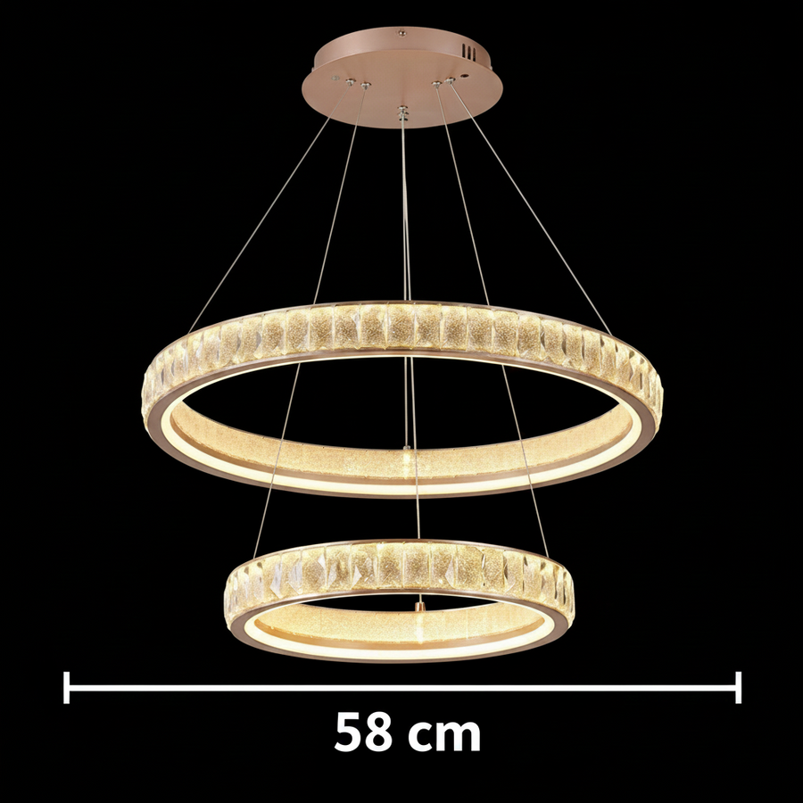 Candelabru Cristal, KENSINGTON Magno, 111W, Auriu, 2 elemente, Inaltime reglabila, Lumina Calda/Rece/Neutra Lustre LED cu Telecomanda Default Title Alessandro Design