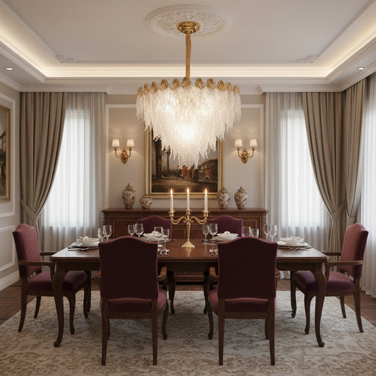 Candelabru Cristal MURANO Regalis 16xE14, D80 cm, Auriu, Inaltime Reglabila, Metal si Cristal