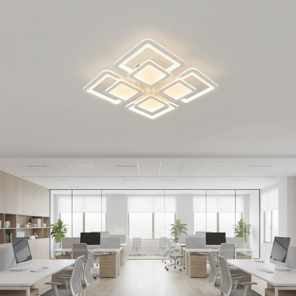 Lustra LED cu telecomanda SUSAN 96W, 4 Patrate, lumina Rece/Calda/Neutra, Dimabila, Alb Lustre LED cu Telecomanda Default Title Alessandro Design