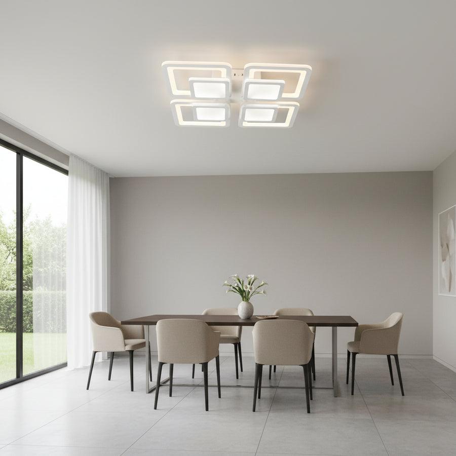 Lustra LED cu telecomanda SUSAN 96W, 4 Patrate, lumina Rece/Calda/Neutra, Dimabila, Alb Lustre LED cu Telecomanda Default Title Alessandro Design
