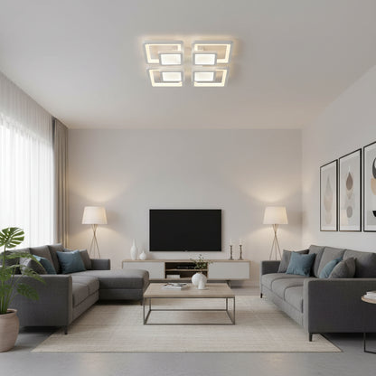 Lustra LED cu telecomanda SUSAN 96W, 4 Patrate, lumina Rece/Calda/Neutra, Dimabila, Alb Lustre LED cu Telecomanda Default Title Alessandro Design