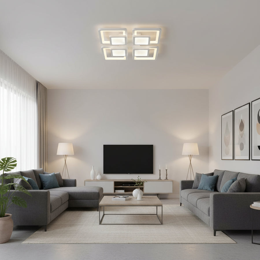 Lustra LED cu telecomanda SUSAN 96W, 4 Patrate, lumina Rece/Calda/Neutra, Dimabila, Alb Lustre LED cu Telecomanda Default Title Alessandro Design