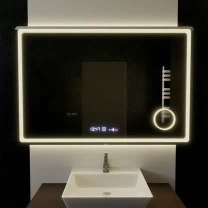 Oglinda LED Rectangulara, 120x80cm, Souverain MotionGlow Marcello, Sistem Dezaburire, Ceas & Termometru, Lupa Cosmetica, Dimabila Oglinzi Marcello Default Title Alessandro Design