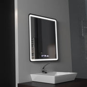 Obdĺžnikové LED zrkadlo, 75x90cm, Favola MotionGlow Marcello, Demister System, Hodiny & Teplomer, Stmievateľné