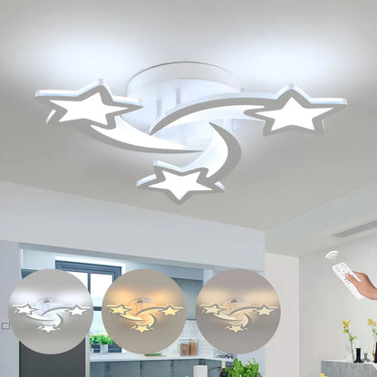 Lustra LED cu telecomanda IPOMOEA 51W, 3 Stele, lumina Rece/Calda/Neutra, Dimabila, Alb Lustre LED cu Telecomanda Default Title Alessandro Design