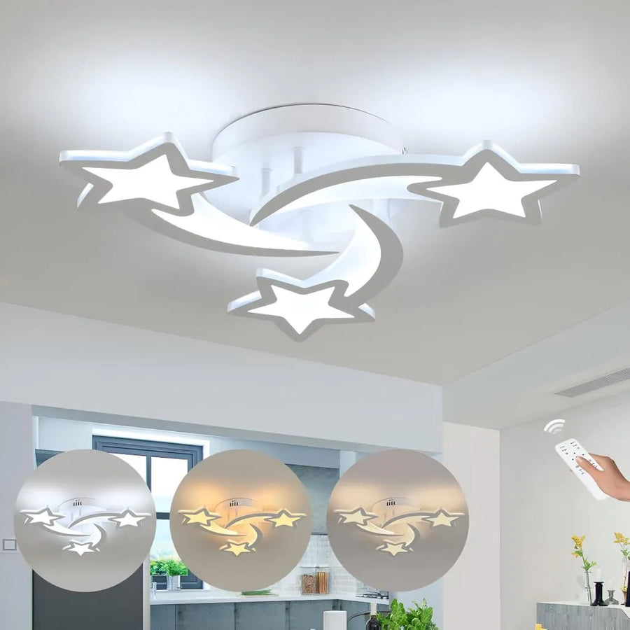 Lustra LED cu telecomanda IPOMOEA 51W, 3 Stele, lumina Rece/Calda/Neutra, Dimabila, Alb Lustre LED cu Telecomanda Default Title Alessandro Design
