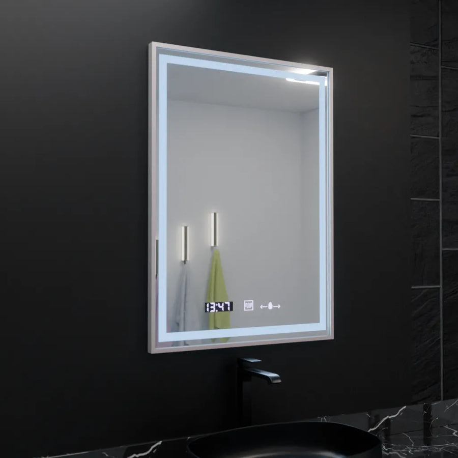 Oglinda LED Rectangulara, 60x80cm, Verite Imperial Silver Motion Glow Marcello, Sistem Dezaburire, Ceas & Termometru, Dimabila Oglinzi Marcello Default Title Alessandro Design