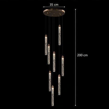 Candelabru Cristal LED 21W, VERTILUX Supremo, Lumina Calda/Neutra/Rece, Diametru 35cm Auriu Candelabre Cristal Default Title Alessandro Design