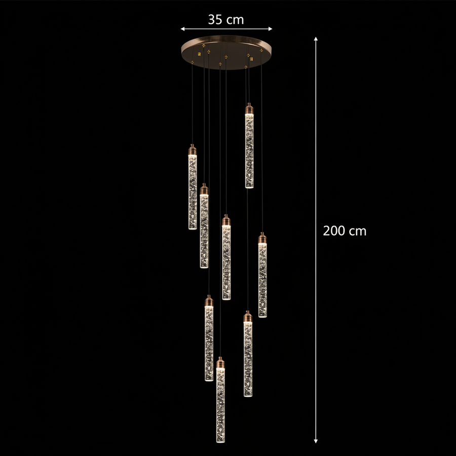 Candelabru Cristal LED 21W, VERTILUX Supremo, Lumina Calda/Neutra/Rece, Diametru 35cm Auriu Candelabre Cristal Default Title Alessandro Design