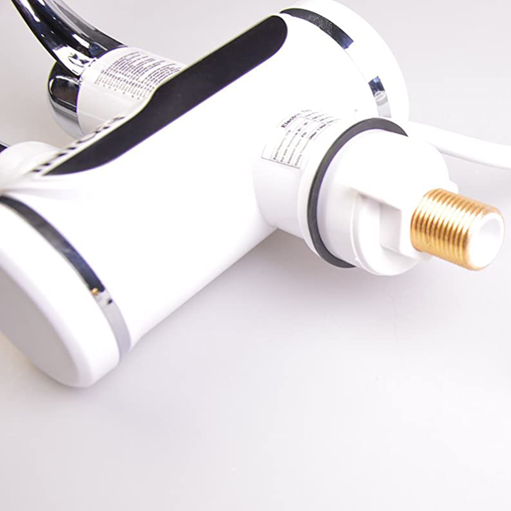 Elektrická batéria s okamžitým ohrevom vody, LED displej teploty, horizontálna s držiakom na drez/vaňu, výkon 3000 W, teplá voda 30°C-60°C, biela, Z007XDT Kuchynské batérie Predvolený názov Alessandro Design