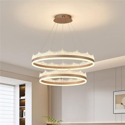 Závesný LED luster s diaľkovým ovládaním NIVALIS 126W, Kruhy 60x80cm, Studené/Teplé/Neutrálne svetlo, Stmievateľné, Výškovo nastaviteľné, Zlaté