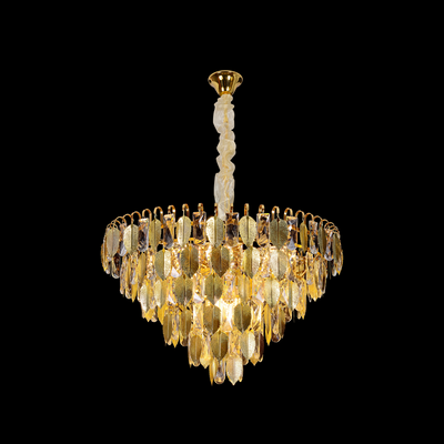 Krištáľový luster VENARIA 6x E14, priemer 40 cm, lesklý zlatý, nastaviteľná výška