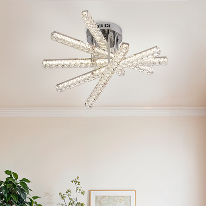 Lustra LED cu telecomanda LUELLA 79W 5 Elemente, Liniara, lumina Rece/Calda/Neutra, Dimabila, Argintiu Lustre LED Cristal Default Title Alessandro Design