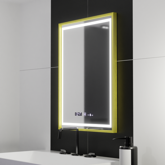 Oglinda LED Rectangulara, 50x70cm, Verite Royale Gold Motion Glow Marcello, Sistem Dezaburire, Ceas & Termometru, Dimabila Oglinzi Marcello Default Title Alessandro Design