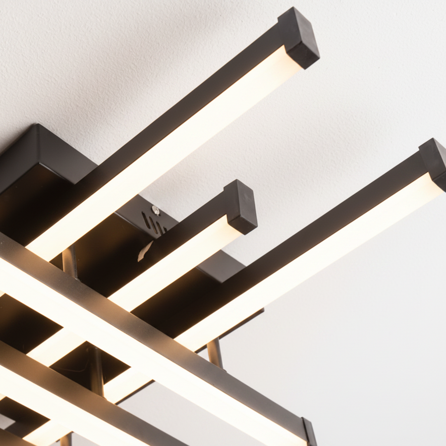 Lustra LED cu Telecomanda LINEX, 108W, 8 elemente, Lumina Rece/Calda/Neutra, Dimabila, Negru Lustre LED cu Telecomanda Default Title Alessandro Design
