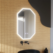 Polygónové LED zrkadlo E43S/50X80, systém osvetlenia a odhmlievania, 50X80cm