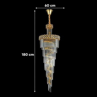 Candelabru Cristal CC800/700X2100GD, 33xE14, Diametru 70cm, Inaltime 210cm, Auriu Lucios, Inaltime Reglabila, Design Elegant Candelabre Cristal Default Title Alessandro Design