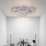 LED luster s diaľkovým ovládaním a krištáľovým LIA RGB 182W, 8 kruhov, studené/teplé/neutrálne svetlo, stmievateľné, lesklé biele chrómové krištáľové LED lustre Predvolený názov Alessandro Design