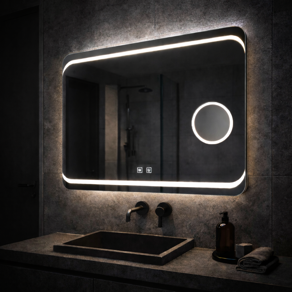 Oglinda LED Rectangulara, 80x60cm, Stella Touch, Sistem Dezaburire Oglinzi Korman E Default Title Alessandro Design