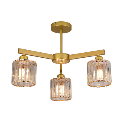 Lustra Clasica Moderna LC110/3GD cu Cristal, 3x E27, Auriu, Metal si Cristal Lustre Clasice Default Title Alessandro Design