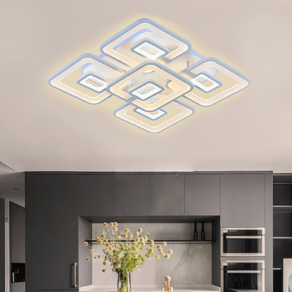 Lustra LED cu telecomanda FELIX 119W, 5 Patrate, lumina Rece/Calda/Neutra, Dimabila, Alb Lustre LED cu Telecomanda Default Title Alessandro Design