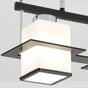 Lustra Clasica Aramis cu Lemn Abajur Patrat 2X E27 Gri Negru Lustre Clasice Default Title Alessandro Design