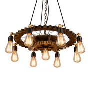 Lustra Vintage cu Franghie LV591/9BK, 9xE27 Lemn Inchis Lustre Vintage Default Title Alessandro Design