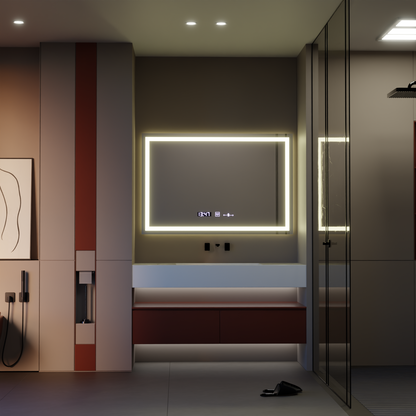 Oglinda LED Rectangulara 120x80cm Vérité MotionGlow Marcello, Sistem Dezaburire, Ceas & Termometru, Dimabila Oglinzi Marcello Default Title Alessandro Design