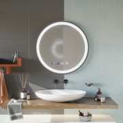 Oglinda LED Touch NOVARA Sistem Dezaburire, Ceas si Temperatura 70 cm Rama Negru Brushed Oglinzi Korman S Default Title Alessandro Design