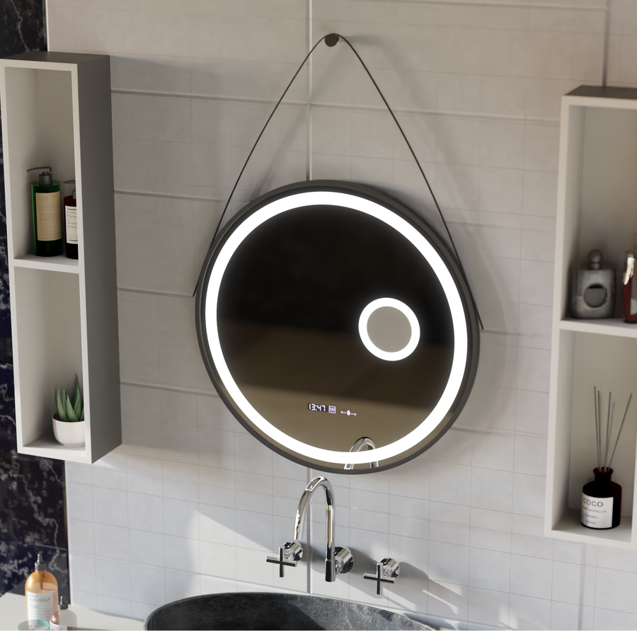 Oglinda LED Rotunda, 11W, 60cm, Micah Senzor MotionGlow Marcello, Sistem Dezaburire, Ceas & Termometru, Lupa Cosmetica, Dimabila Oglinzi Marcello Default Title Alessandro Design