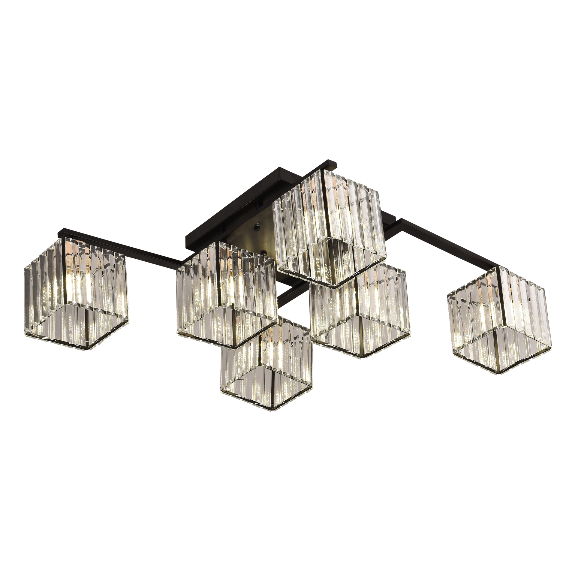 Lustra Clasica Moderna Georgiana, LC111/6BK, 6x E27, Negru, Metal si Sticla Lustre Clasice Default Title Alessandro Design