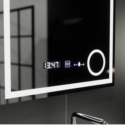 Oglinda LED Rectangulara, 60x60cm, Souverain MotionGlow Marcello, Sistem Dezaburire, Ceas & Termometru, Lupa Cosmetica, Dimabila Oglinzi Marcello Default Title Alessandro Design