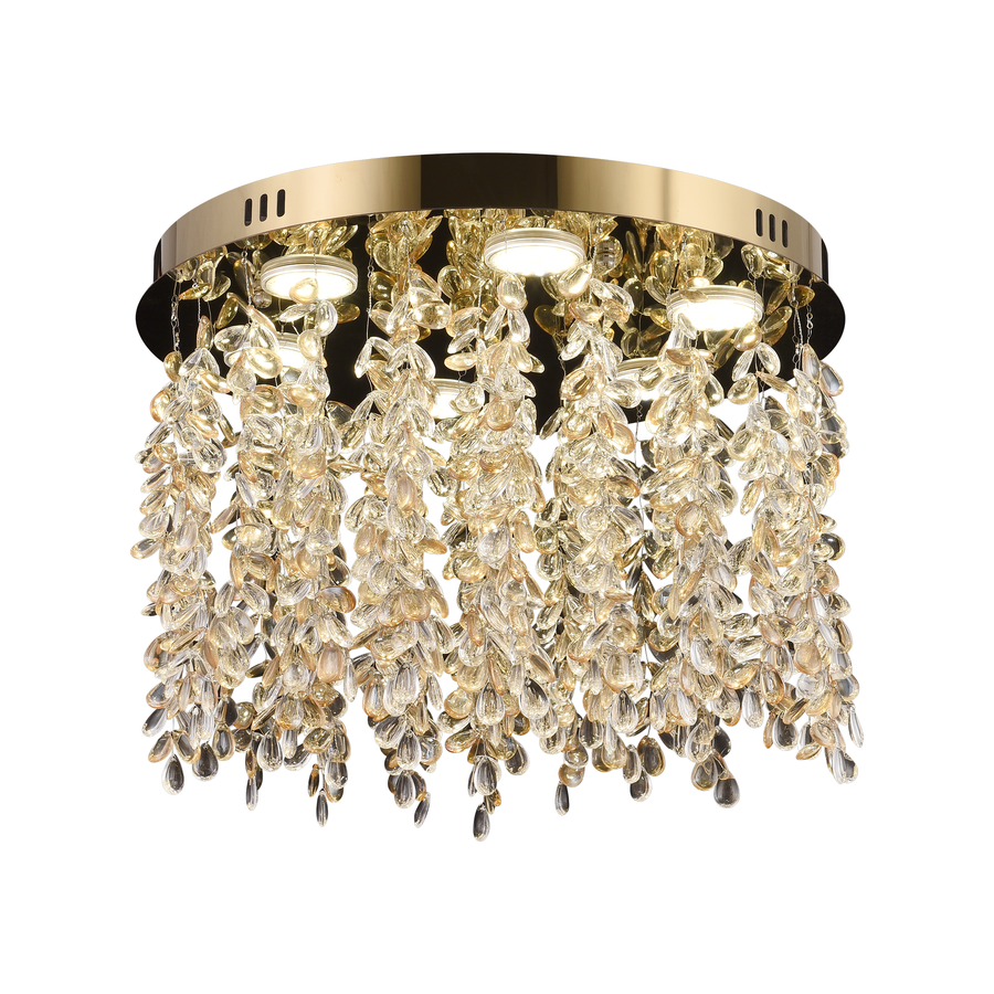 Candelabru LED Cristal LLC213/400GD Rotund, 22W, Lumina Rece/Calda/Neutra, Cristal, Auriu Candelabre Cristal Default Title Alessandro Design