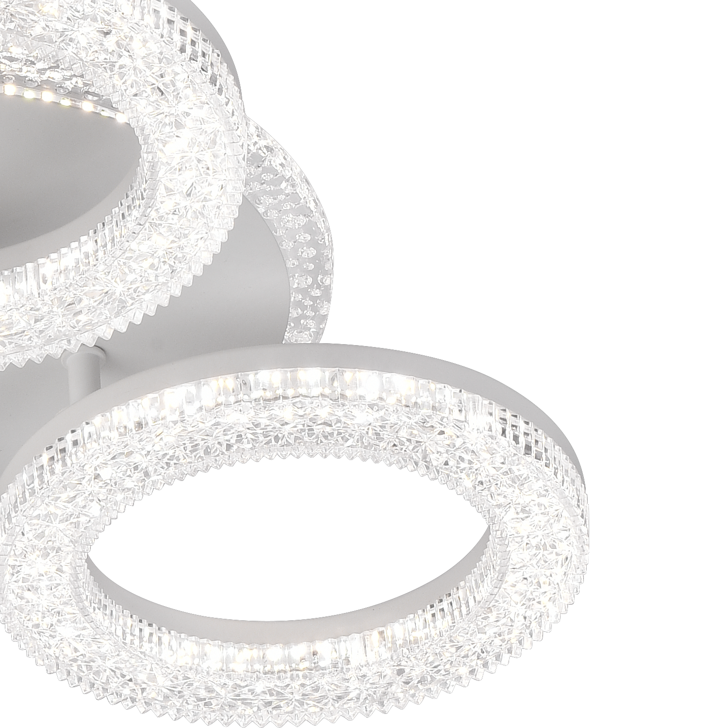 Lustră LED FREJA cu Telecomandă, 50W, 3000K/4000K/6000K, Dimabil, Alb, Cristale, 3 Cercuri Lustre LED cu Telecomanda Default Title Alessandro Design