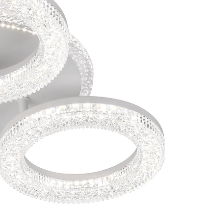 Lustră LED FREJA cu Telecomandă, 50W, 3000K/4000K/6000K, Dimabil, Alb, Cristale, 3 Cercuri Lustre LED cu Telecomanda Default Title Alessandro Design