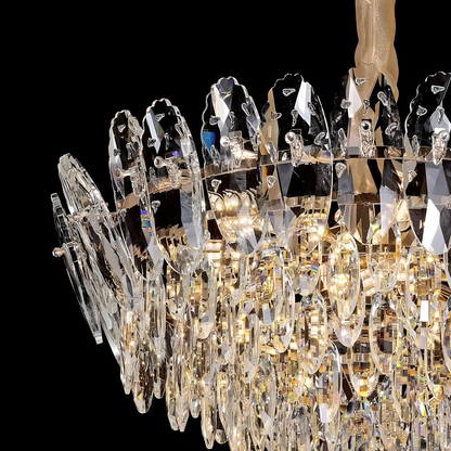 Candelabru Cristal, AURELIUS Magno, 11xE14, Diametru 60cm, Auriu Lucios, Inaltime Reglabila, Metal si Cristal Candelabre Cristal Default Title Alessandro Design