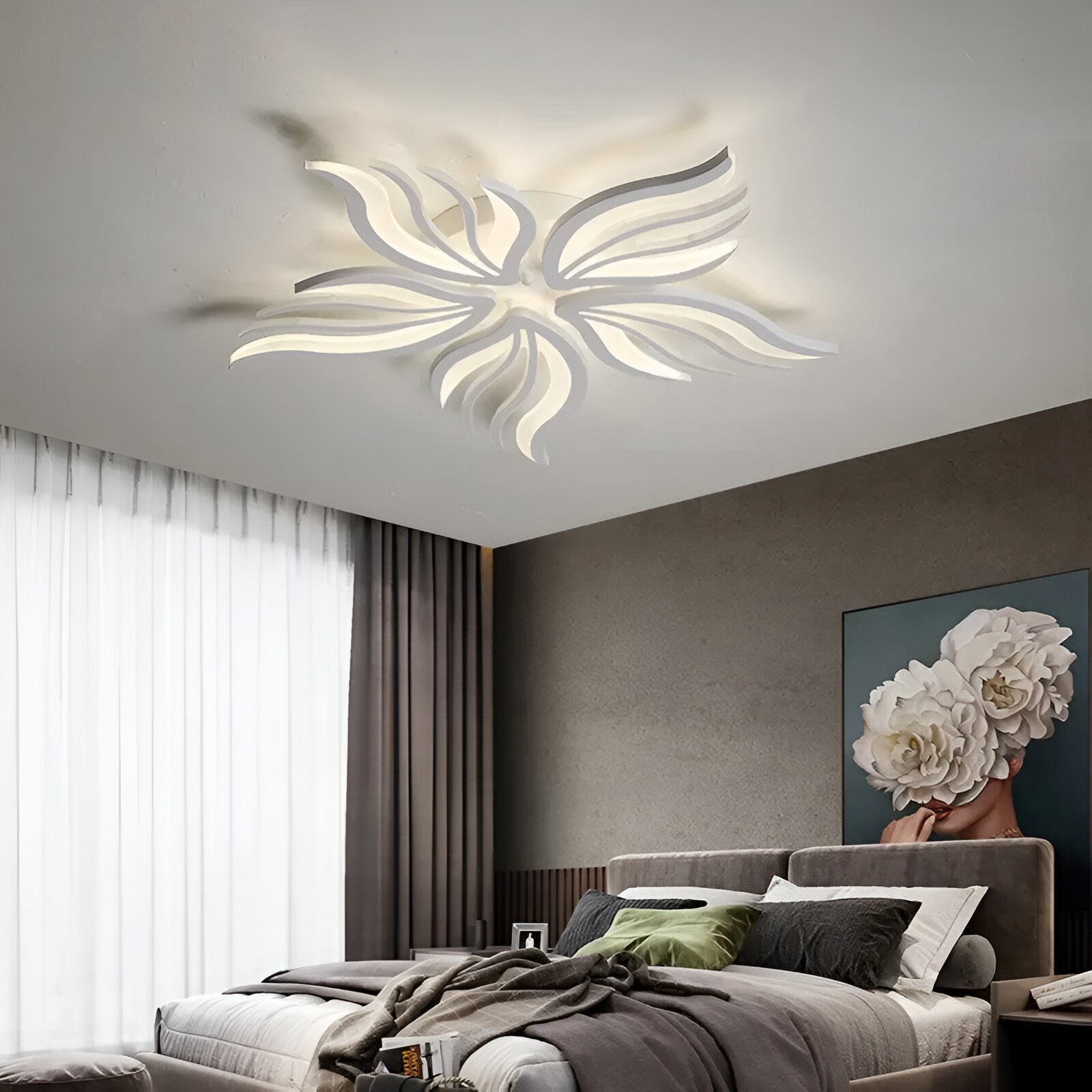 Lustra LED cu telecomanda SAKURA 62W, 5 Petale, lumina Rece/Calda/Neutra, Dimabila, Alb Lustre LED cu Telecomanda Default Title Alessandro Design