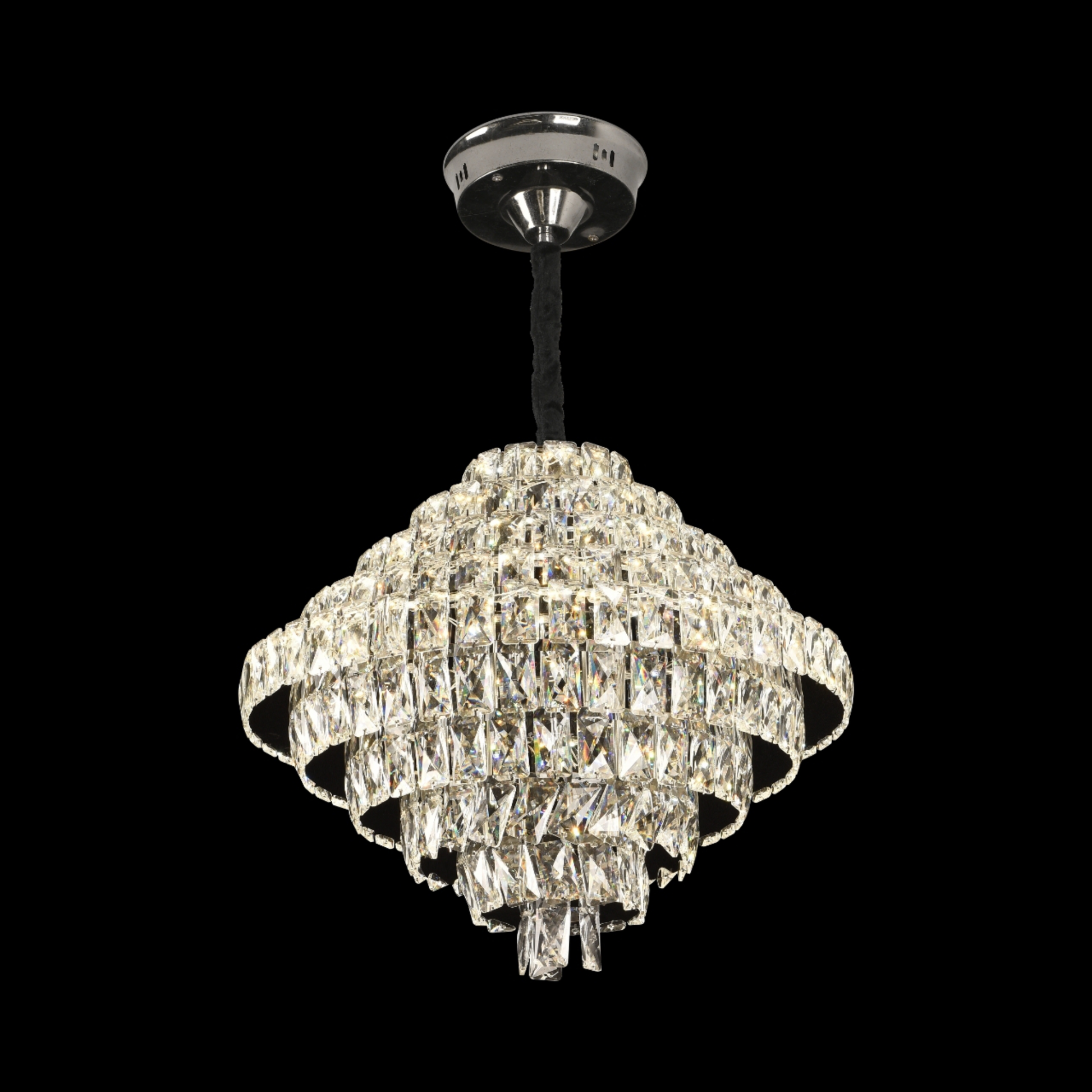 Candelabru Cristal Opal cu telecomanda, 110W, Diametru 35 cm, 3000K/4000/6000K, Crom Lucios, Inaltime Reglabila Candelabre Cristal Default Title Alessandro Design