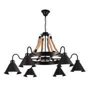 Lustra Vintage cu Franghie LV584/6BK, 6xE27 Lemn Inchis Lustre Vintage Default Title Alessandro Design
