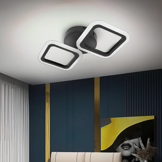 Lustra LED PULSARIS 27W, 2 Patrate, lumina Rece/Calda/Neutra, Negru Lustre LED Default Title Alessandro Design