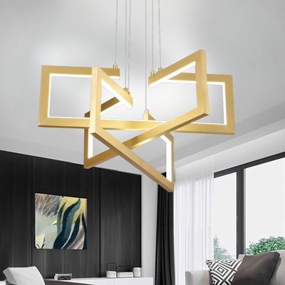 LED luster s diaľkovým ovládaním, Závesný 71W, 3 prvky, Studené/Teplé/Neutrálne svetlo, Stmievateľné, Nastaviteľná výška, Zlatá
